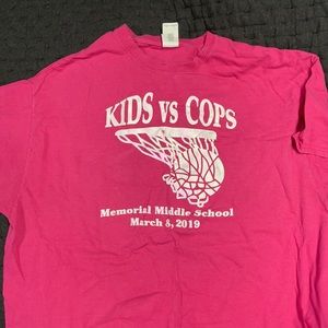 Kids vs Cops basketball tee Mens XL tee Pink